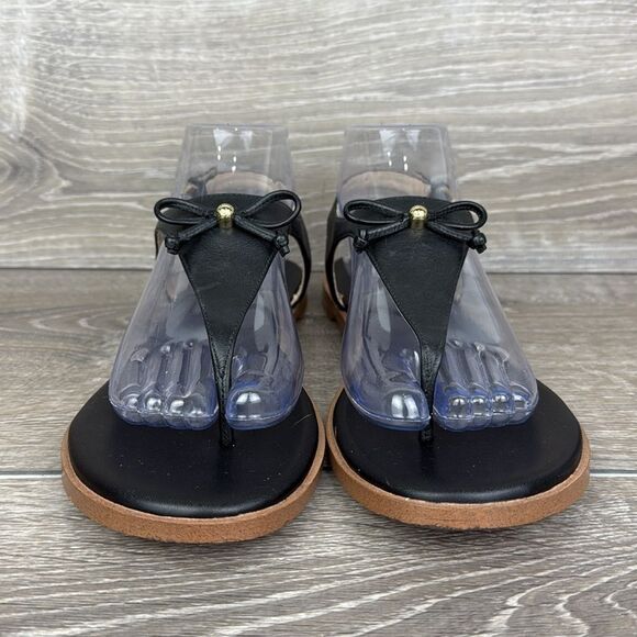 Cole Haan Findra Women’s S 8.5B Black Thong Gold Hardware Bow Slingback Sandals - Picture 2 of 12